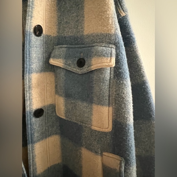 Isabel Marant Etoile Fontizi Plaid Light Blue and Cream Oversized Coat T1 - Picture 4 of 12